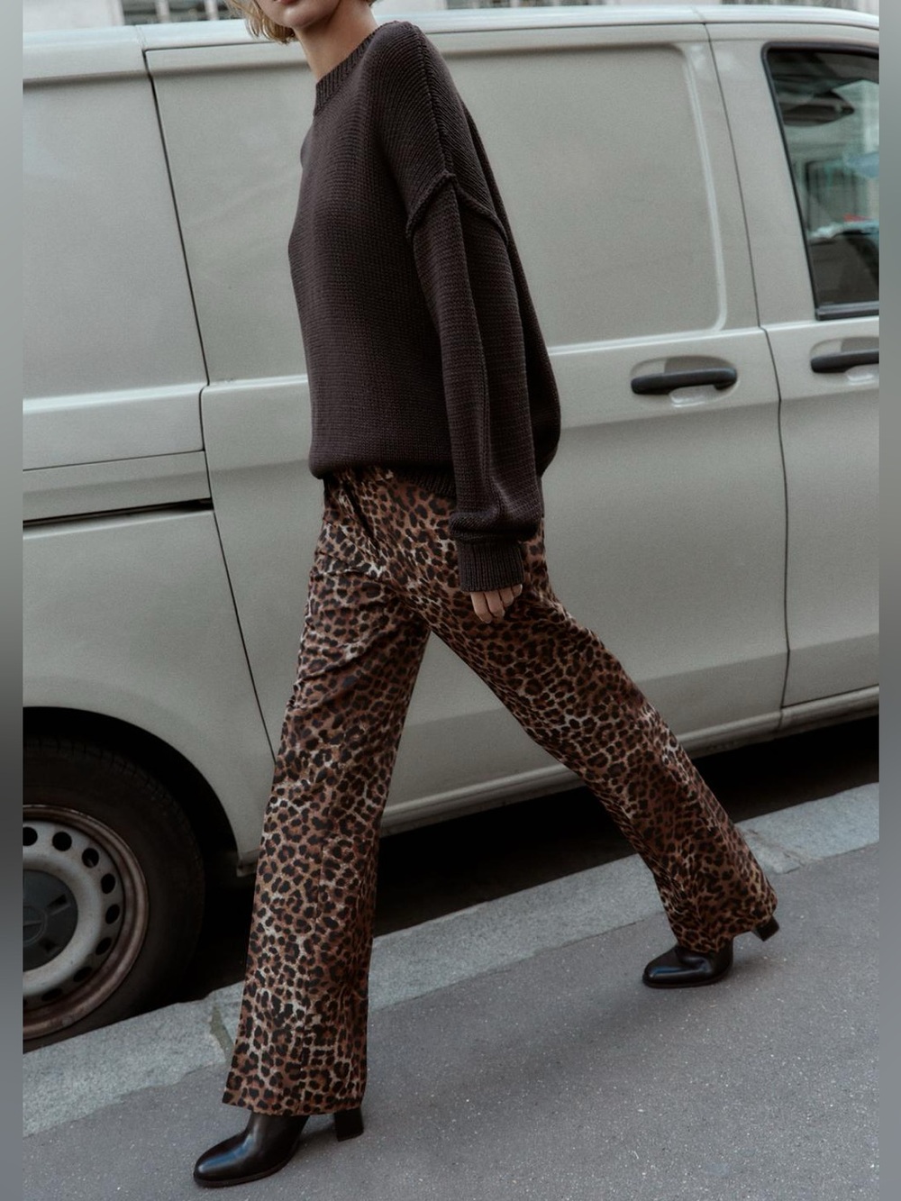 ZARA ANIMAL PRINT FLARE PANTS